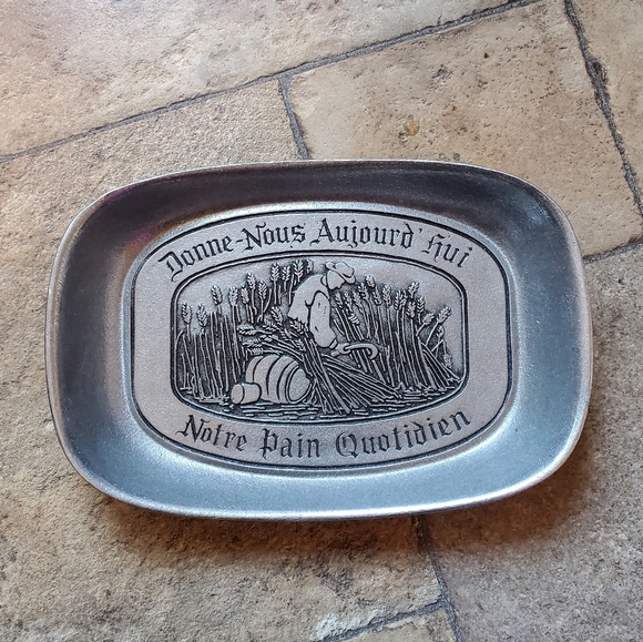 Vintage Other - French Bread Warming Plate Decor Pewter catchall